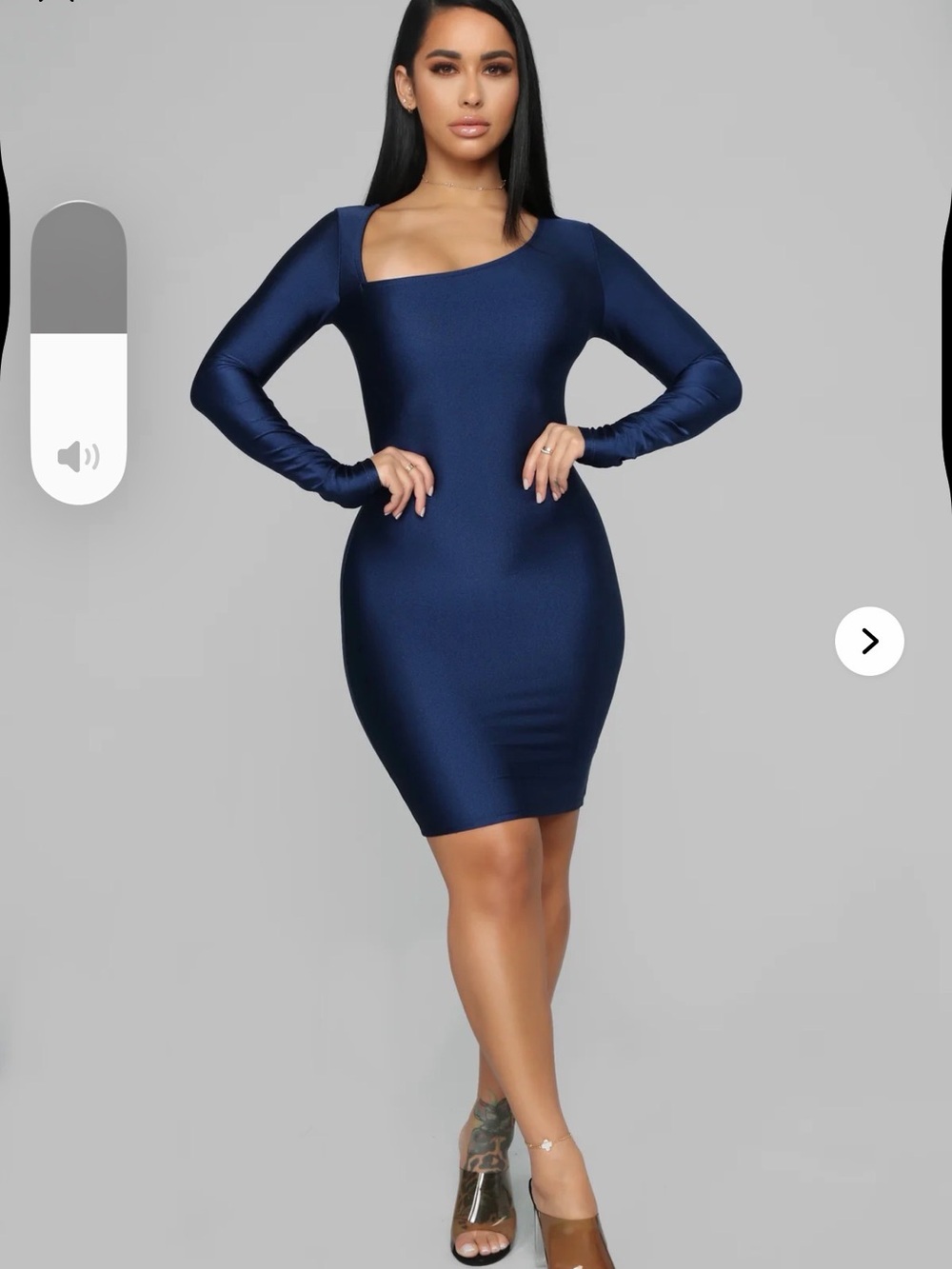Fashion Nova Navy Asymmetrical Neck Bodycon Dress